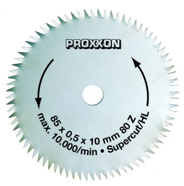 Диск из высоколегированной специальной стали Supercut 85 x 0,5 x 10 мм 80 зубьев PROXXON 28731 ― PROXXON