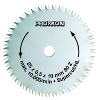 Диск из высоколегированной специальной стали Supercut 85 x 0,5 x 10 мм 80 зубьев PROXXON 28731